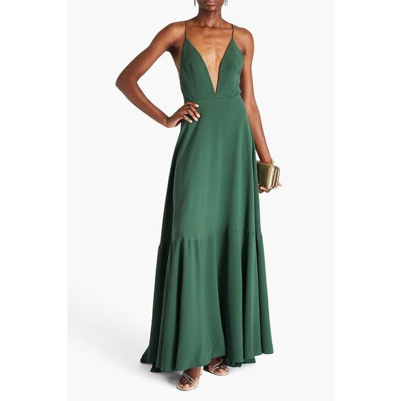Valentino Garavani Dresses & Skirts - VALENTINO Women's Silk-Crepe Maxi Dress Size IT42/US6 In Emerald